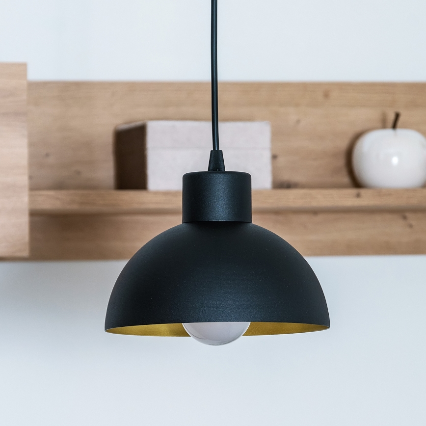 Pendellampa med sladd VESPER 1xE27/15W/230 Ø 18 cm svart/guld