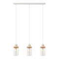 Pendellampa med sladd WOODNEST 3xE27/15W/230V furu/krämvit
