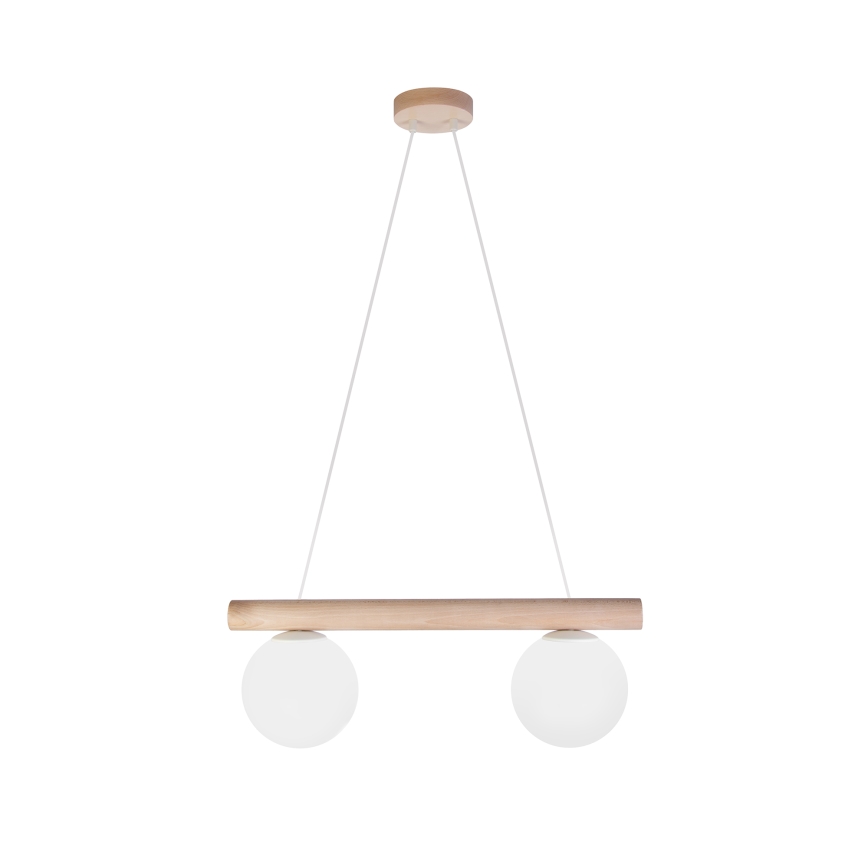 Pendellampa med sladd WOODSTOCK 2xE27/15W/230V trä/krämvit