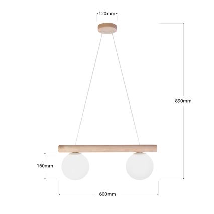 Pendellampa med sladd WOODSTOCK 2xE27/15W/230V trä/krämvit