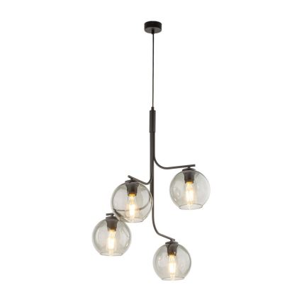 Pendellampa med vajer CESAR 4xE27/15W/230V svart/rökgrå