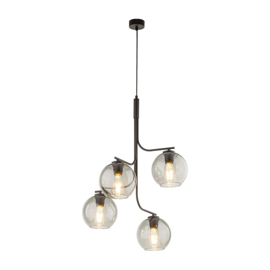 Pendellampa med vajer CESAR 4xE27/15W/230V svart/rökgrå