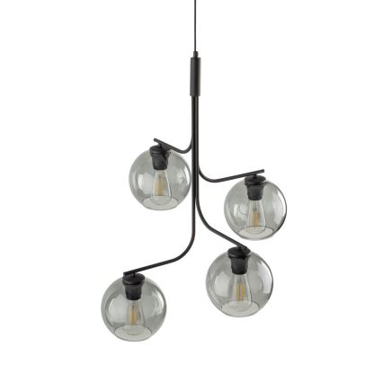 Pendellampa med vajer CESAR 4xE27/15W/230V svart/rökgrå