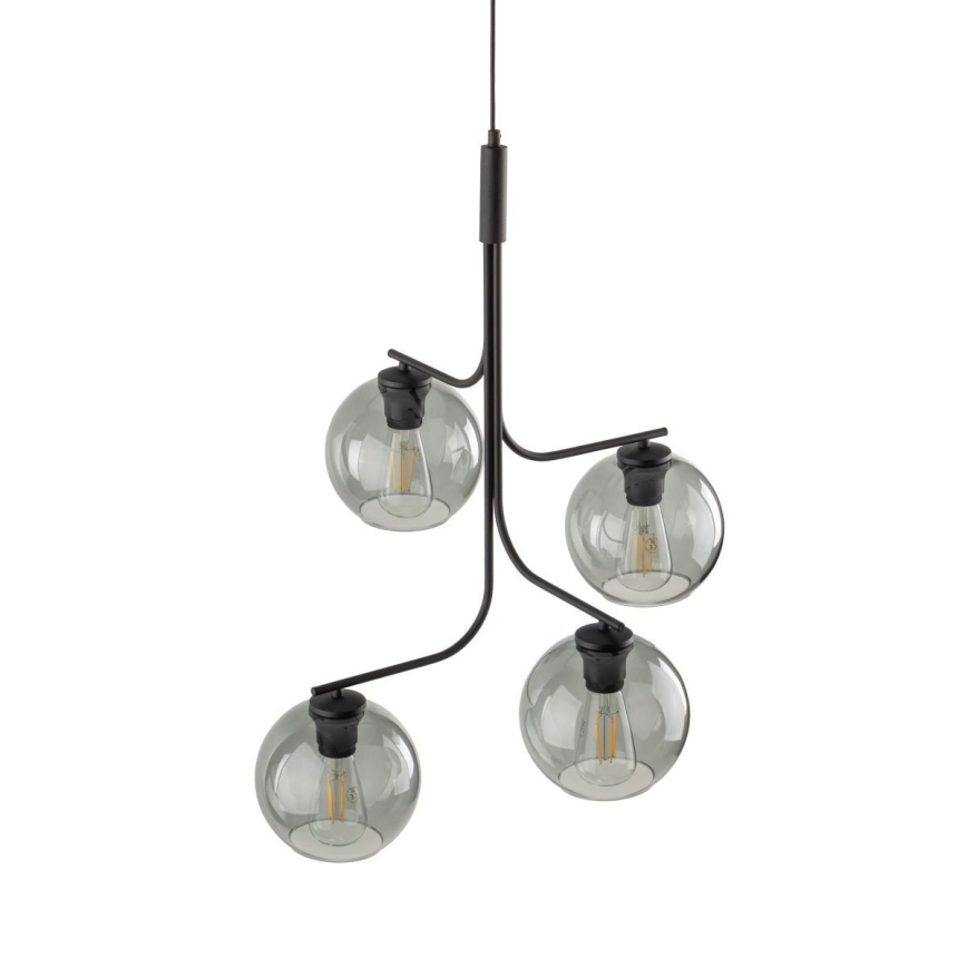 Pendellampa med vajer CESAR 4xE27/15W/230V svart/rökgrå