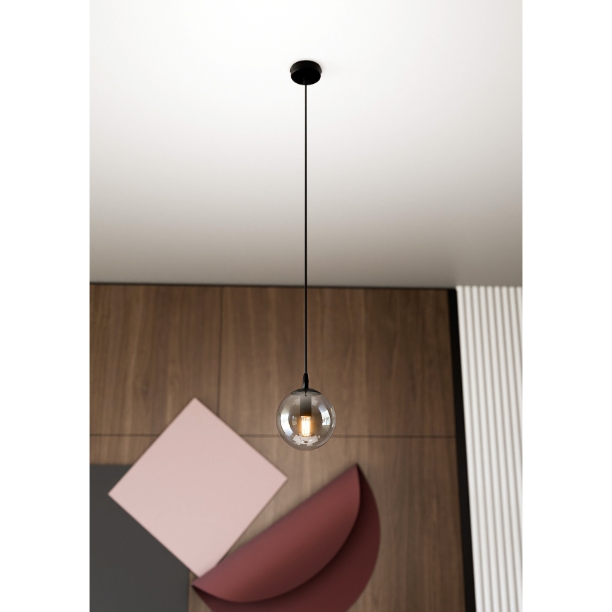 Pendellampa med vajer COSMO 1xE14/10W/230V Ø 14 cm svart/rökfärgad