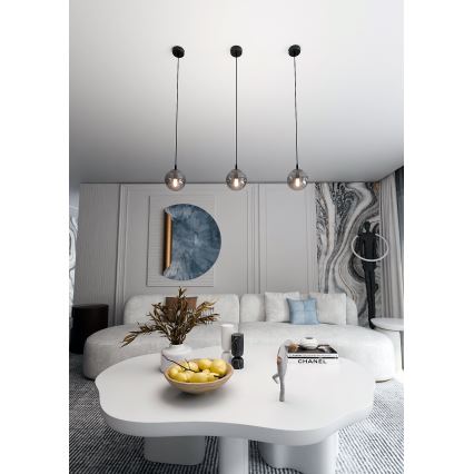 Pendellampa med vajer COSMO 1xE14/10W/230V Ø 14 cm svart/rökfärgad