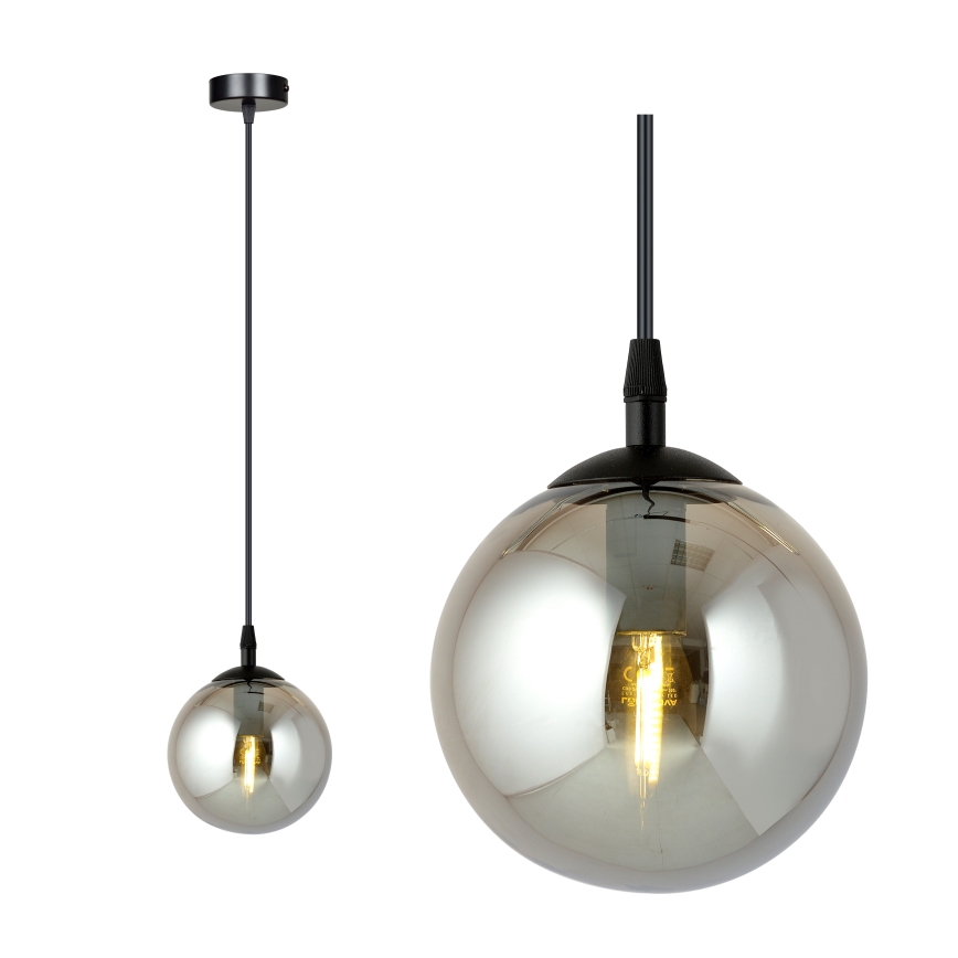 Pendellampa med vajer COSMO 1xE14/10W/230V Ø 14 cm svart/rökfärgad