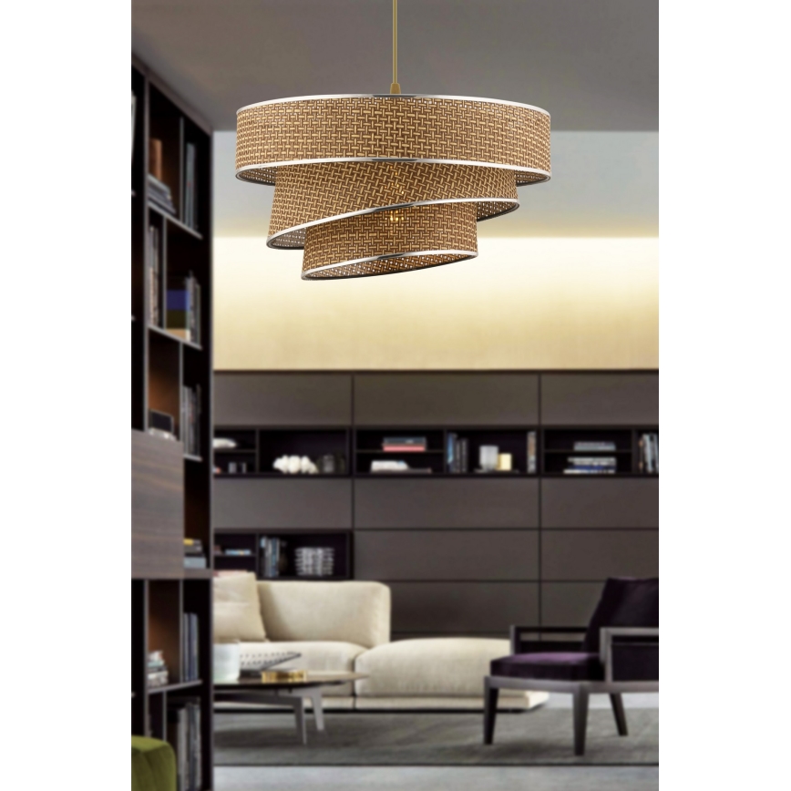 Pendellampa med vajer COUPER 1xE27/60W/230V brun/polerad krom