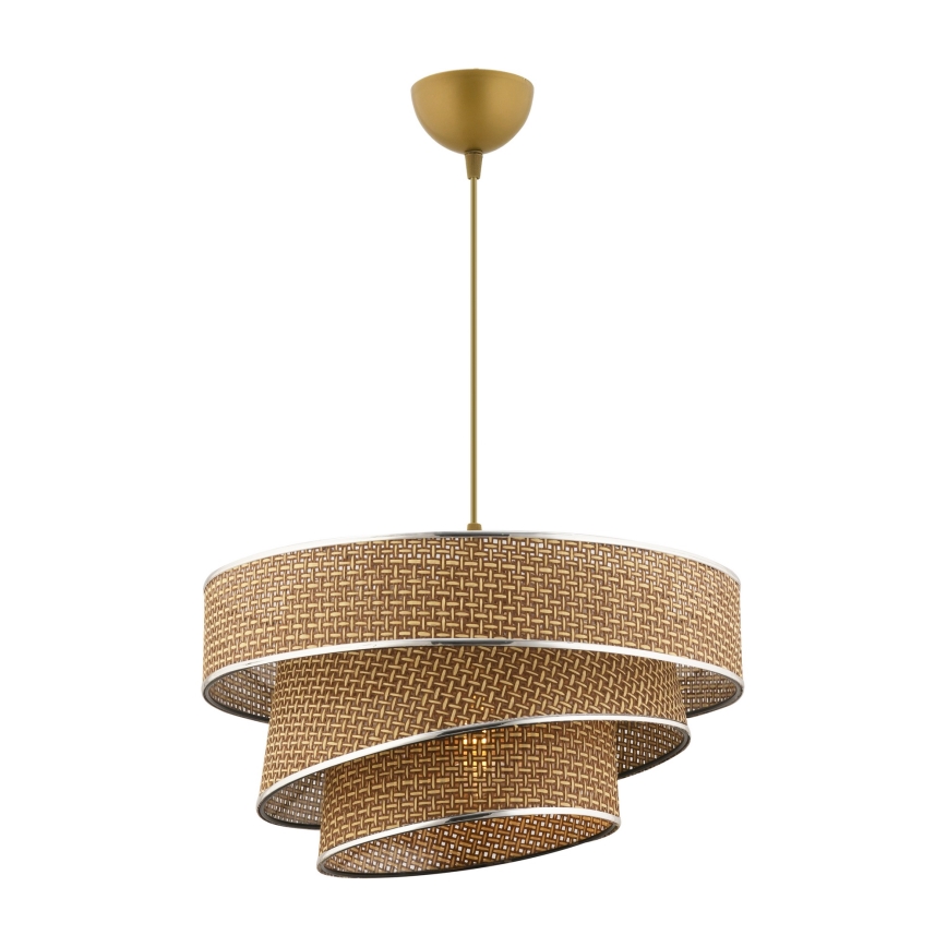 Pendellampa med vajer COUPER 1xE27/60W/230V brun/polerad krom