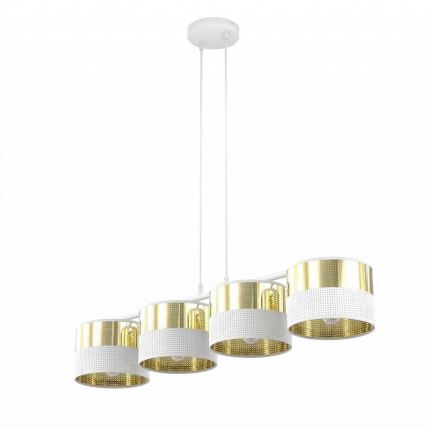 Pendellampa med vajer LUX 4xE27/15W/230V vit/guld