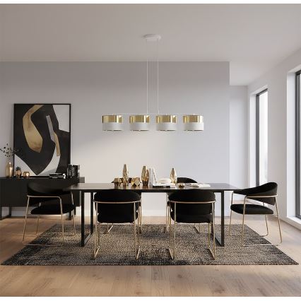 Pendellampa med vajer LUX 4xE27/15W/230V vit/guld