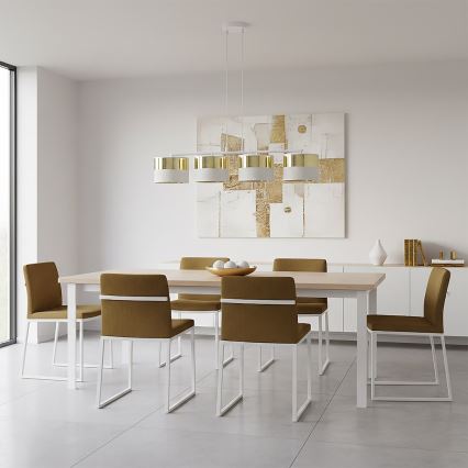 Pendellampa med vajer LUX 4xE27/15W/230V vit/guld