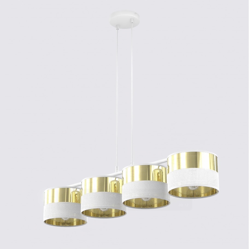 Pendellampa med vajer LUX 4xE27/15W/230V vit/guld