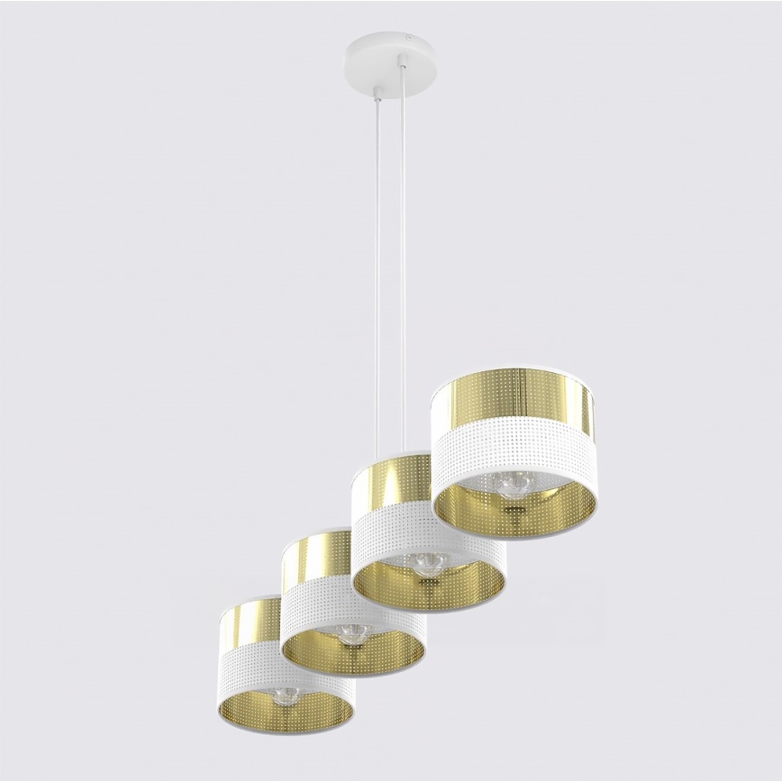 Pendellampa med vajer LUX 4xE27/15W/230V vit/guld