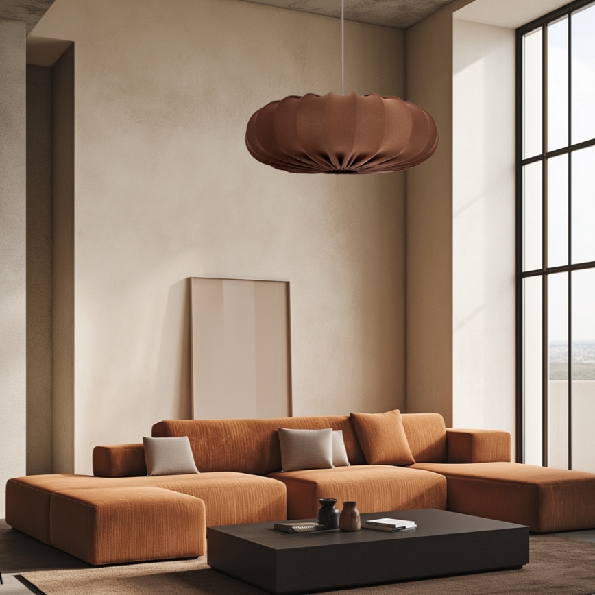 Pendellampa på kabel CAFEE 1xE27/40W/230V Ø 66 cm, brun