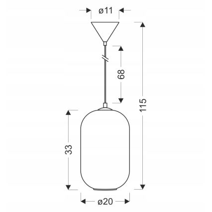 Pendellampa på kabel CRESTO 1xE27/40W/230V vit