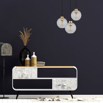 Pendellampa på kabel DEVON 3xE27/15W/230V svart/klart glas