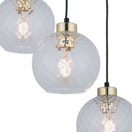 Pendellampa på kabel DEVON 3xE27/15W/230V svart/klart glas
