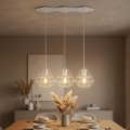 Pendellampa på kabel DIAMOND 3xE27/60W/230V vit