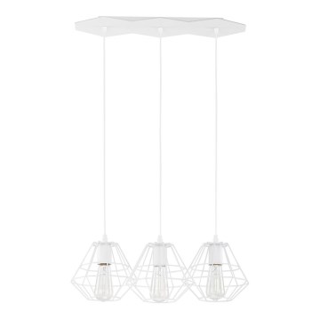Pendellampa på kabel DIAMOND 3xE27/60W/230V vit