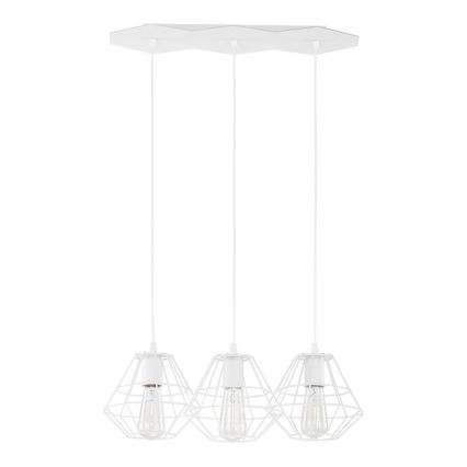 Pendellampa på kabel DIAMOND 3xE27/60W/230V vit