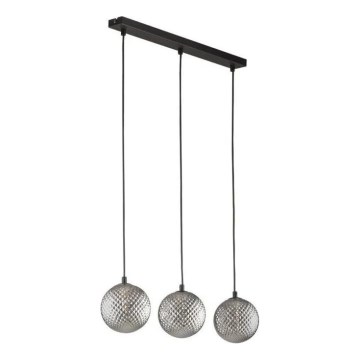 Pendellampa på kabel ELENA 3xG9/6W/230V svart/rökgrå