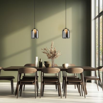 Pendellampa på kabel KLEA 1xG9/15W/230V rökfärgad svart