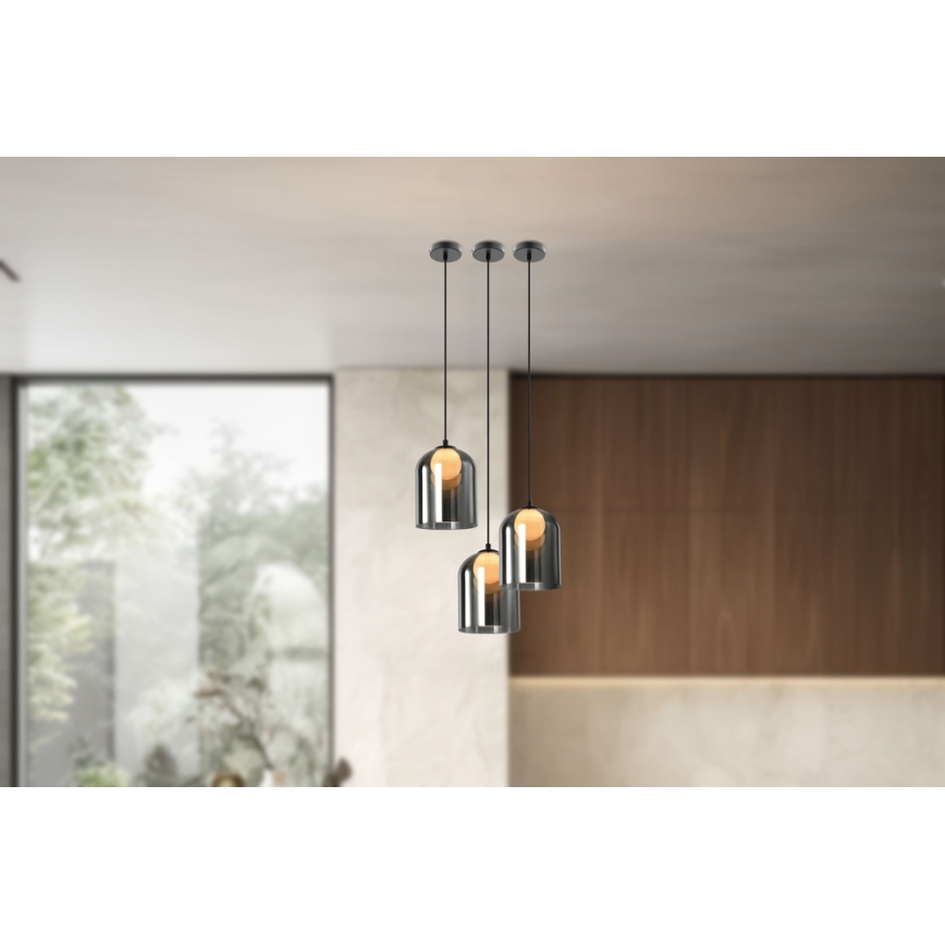 Pendellampa på kabel KLEA 1xG9/15W/230V rökfärgad svart