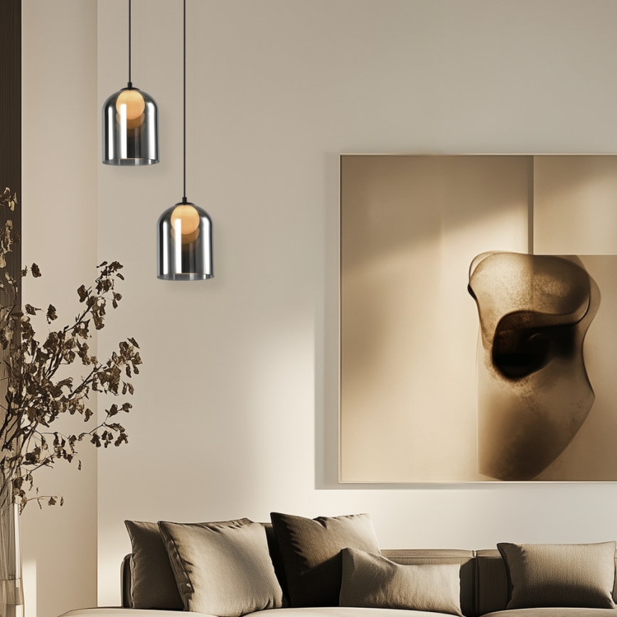 Pendellampa på kabel KLEA 1xG9/15W/230V rökfärgad svart