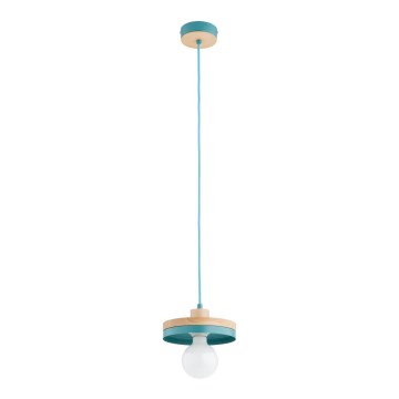 Pendellampa på kabel LARSO 1xE27/15W/230V mintgrön/beige