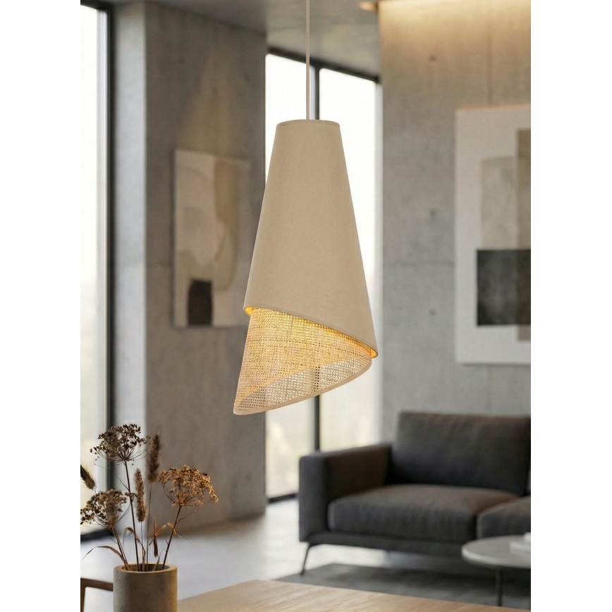 Pendellampa på kabel MODA 1xE27/15W/230V beige/rotting
