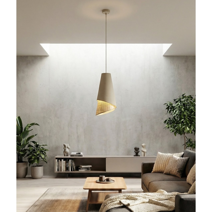Pendellampa på kabel MODA 1xE27/15W/230V beige/rotting