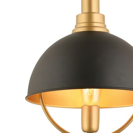 Pendellampa på kabel MONZA 1x E27/40W/230V Ø 30 cm svart/guld