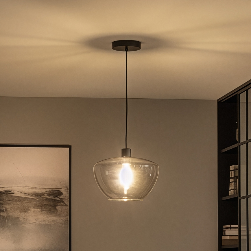 Pendellampa på kabel SEVENTIES E27/40W/230V rökgrå/grå