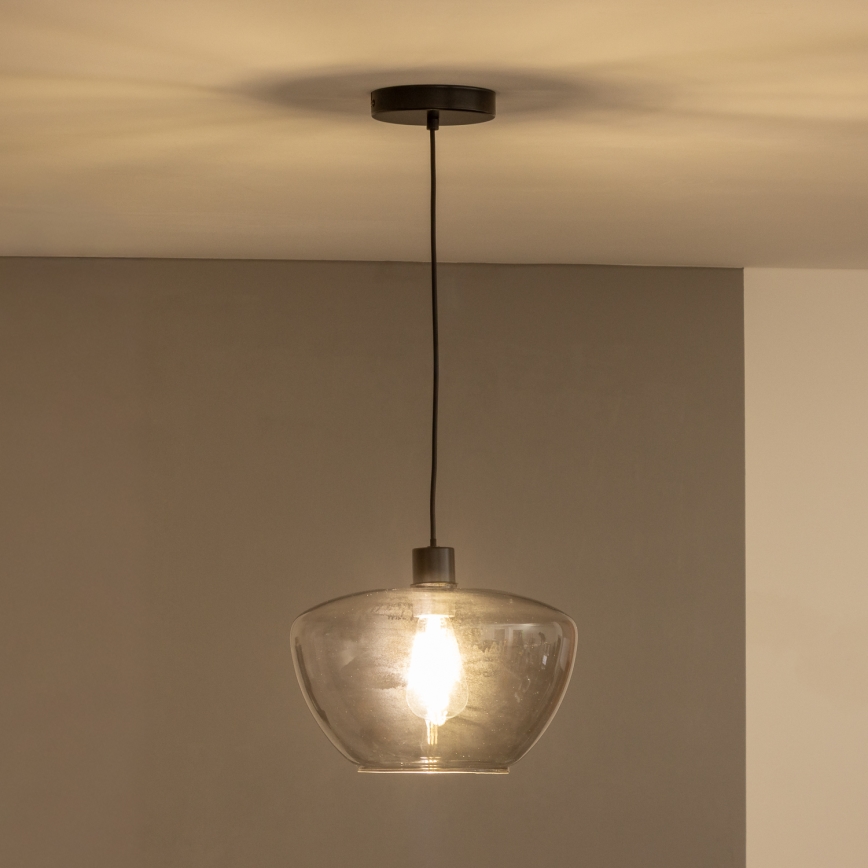 Pendellampa på kabel SEVENTIES E27/40W/230V rökgrå/grå