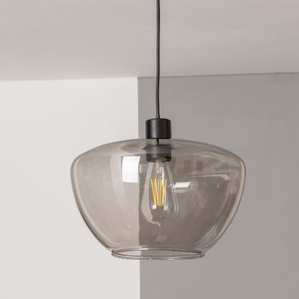 Pendellampa på kabel SEVENTIES E27/40W/230V rökgrå/grå
