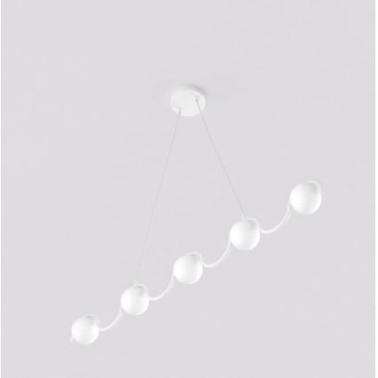 Pendellampa på kabel SINUS 5xG9/8W/230V vit