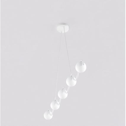 Pendellampa på kabel SINUS 5xG9/8W/230V vit