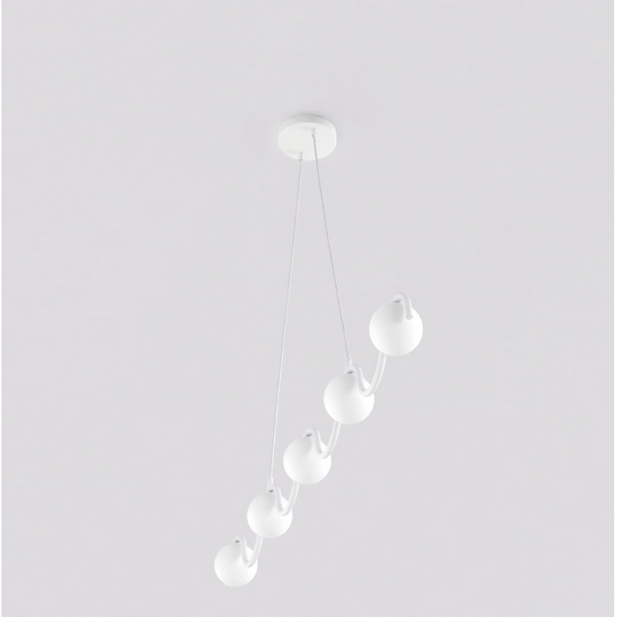 Pendellampa på kabel SINUS 5xG9/8W/230V vit