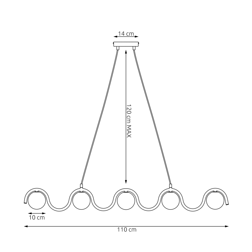 Pendellampa på kabel SINUS 5xG9/8W/230V vit