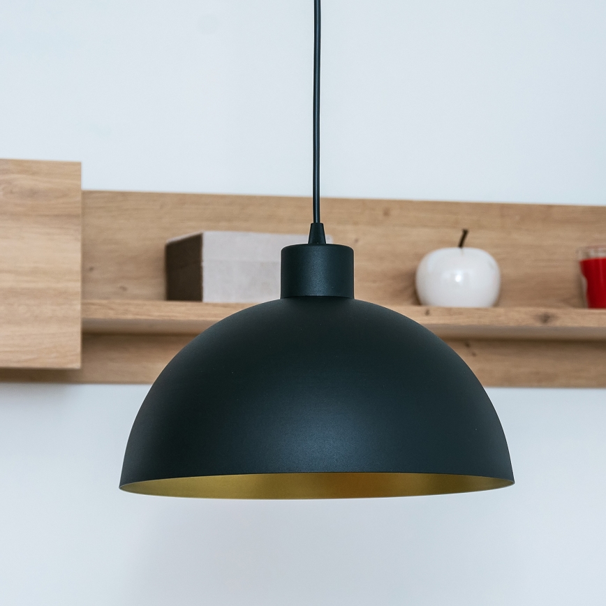 Pendellampa på kabel VESPER 1x E27, 15 W, 230 V, Ø 30 cm, svart/guld