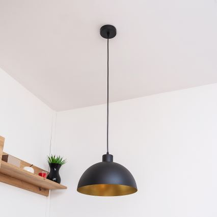 Pendellampa på kabel VESPER 1x E27, 15 W, 230 V, Ø 30 cm, svart/guld