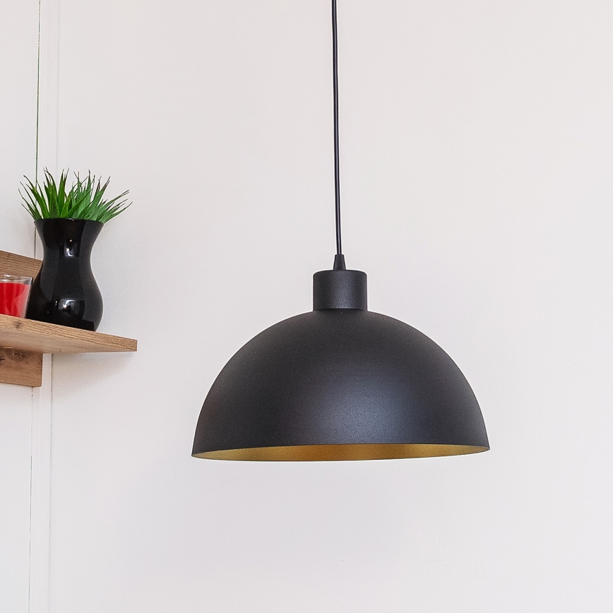 Pendellampa på kabel VESPER 1x E27, 15 W, 230 V, Ø 30 cm, svart/guld