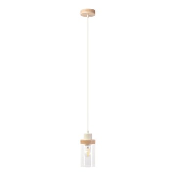Pendellampa på kabel WOODNEST 1xE27/15W/230V furu/krämvit