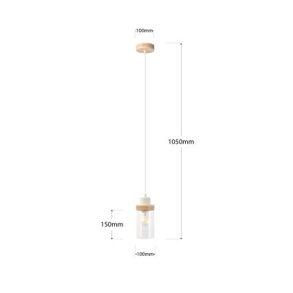 Pendellampa på kabel WOODNEST 1xE27/15W/230V furu/krämvit