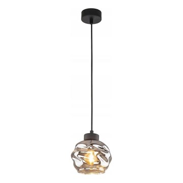 Pendellampa på kabel ZULIA 1xE27/15W/230V svart/rökfärgad