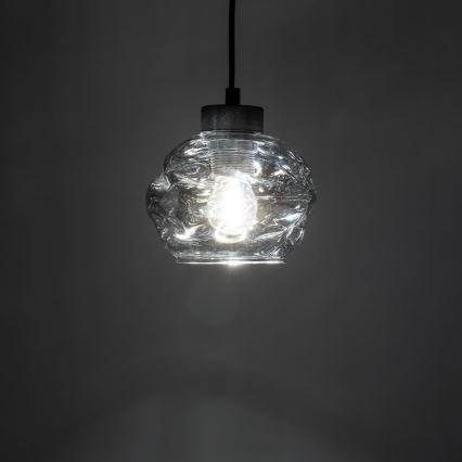 Pendellampa på kabel ZULIA 1xE27/15W/230V svart/rökfärgad