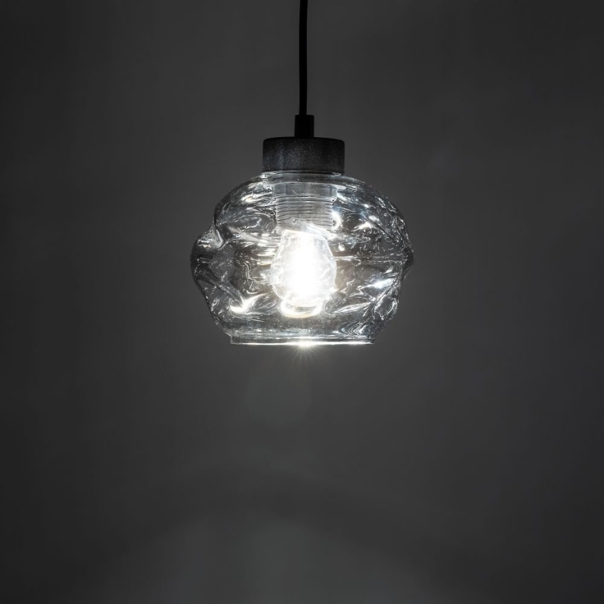 Pendellampa på kabel ZULIA 1xE27/15W/230V svart/rökfärgad