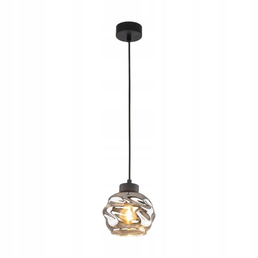 Pendellampa på kabel ZULIA 1xE27/15W/230V svart/rökfärgad