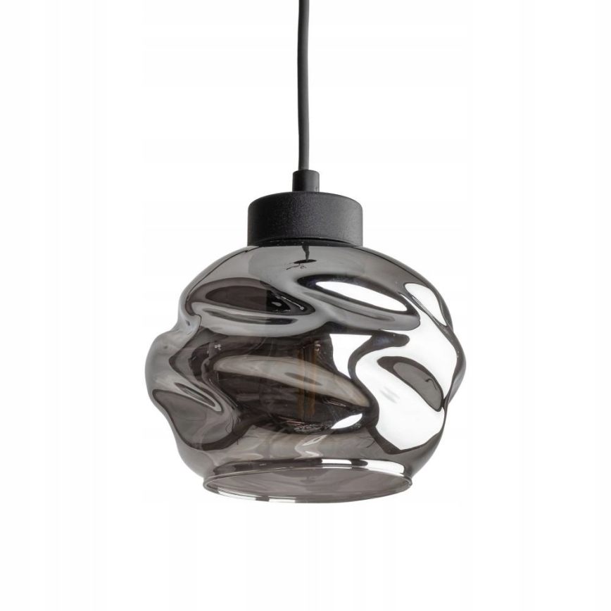 Pendellampa på kabel ZULIA 1xE27/15W/230V svart/rökfärgad